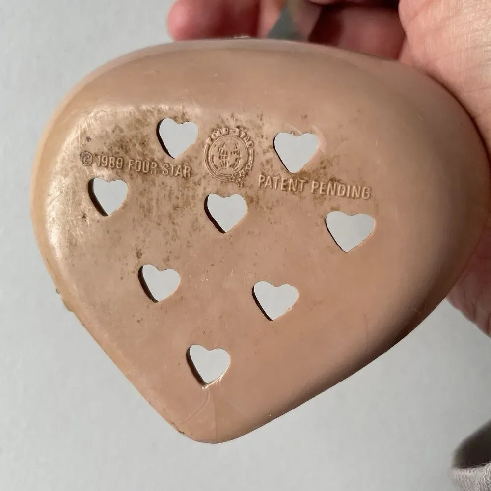 Four Star Vintage 1989 Heart Shaped Kitchen Spoon Utensil Pink Slotted 11.5